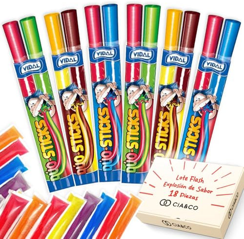 Cia&Co Flashes con 18 Unidades Sabores Top - Incluye Polines 6 Duo Sticks Vidal 90 ml + 12 Flashes de sabores Burmar tipicos variados 70 ml