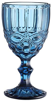 JSGHGDF Verre à vin coloré avec motif vintage en relief pour fête, Bleu, B, M