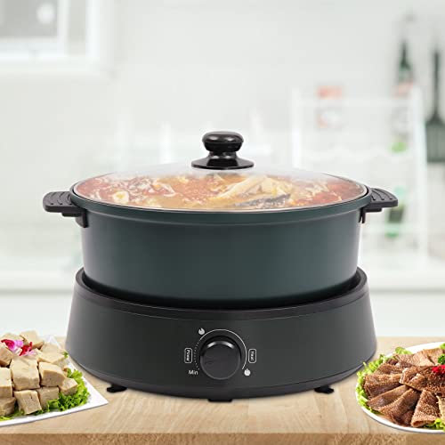 MIIWWOWO Electric Shabu Shabu Hot Pot Electric Hot Pot Cooker with Removable Pot 1350w Separate Design Multifunctional 4L Portable Electric Skillet with Nonstick Coating (Green)