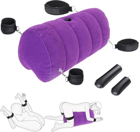 Sexspielzeug-Kissen, Positionskissen, Kissen, aufblasbares Rampenmöbel mit verstellbaren Hand- und Oberschenkelfesseln, Sex-Bondage-Set, Sex-Body-Positionierer für Paare, Anfänger, SM-Spiele (lila)