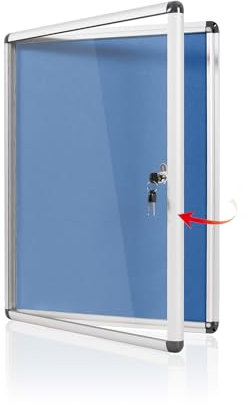 Swansea Tableau d'affichage verrouillable 360 x 270 mm Inviolable pour la maison, le bureau, l'école, le commerce, feutre bleu (PIN 1 x A4)