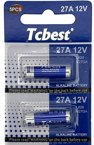 2 x Dunamis 27A A27 12 Volt Speciality Alkaline Battery AKA MN27 L828 - For use in Remote Controls, Wireless Doorbells, Security Systems etc (2 Pack)