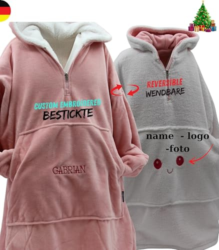 Grinchpulli-Weihnachtsgeschenke-weihnachts pullover damen -Decke Hoodie- Wendbare Hoodie Decke mit Ärmeln-Christmas Personalisierte Geschenke-Deckenpullover-Kuschelpullover-Tragbare Decke
