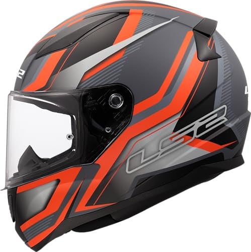 LS2, Integraler Motorradhelm RAPID II FLITZ Matt Orange Grey, 3XL
