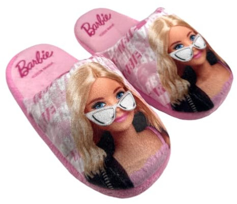 Pantofola Barbie Bambina, Comfort Ottimale, Ideale per Rilassarsi in Casa, Design Divertente e Simpatico, Rosa, 32