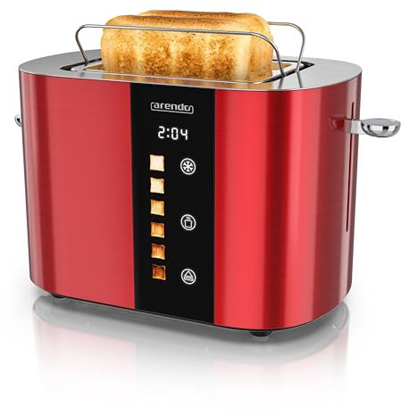Arendo - Edelstahl Toaster 2 Scheiben - Touchscreen – Doppelwandgehäuse – 800 W – Integrierter Brötchenaufsatz – 6 Bräunungsgrade – Brotzentrierung – Restzeitanzeige – Memoryfunktion