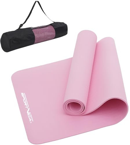 SportVida Yoga Matte Rutschfest TPE Matte, für zu Hause oder draußen Training mit Bezug, Sportmatte, Fitnessmatte, 6 mm, 5 Farben (ROSA 2)