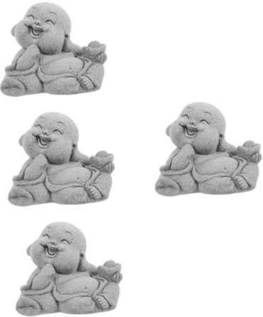 ABOOFAN 4pcs Cute Buddha Statue Aquarium Buddhas Decorative Garden Ornaments Meditation Statues
