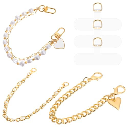 6 Stück Handykette Kurz Schlüsselband, Handygurt Metallkette, Handyband Charms, Handyanhänger Perlen, Handy Kette Perlen, Handyschlaufe Universal, Handyperlenkette, Handgelenk Zum Umhängen, Für Alle