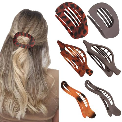 Pinzas para el Pelo Mujer Plano 6 Piezas Antideslizantes de Fijación Fuerte Adecuado Franceses para Señoras Clips para el Pelo Fino y Grueso