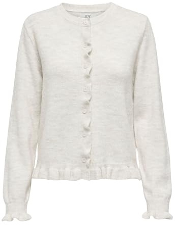 JDY Damen Jdyletty L/S On Frill Cardigan KNT Noos, Cloud Dancer, M EU