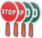 LOPUNER 2 Ensembles Panneau de Signalisation Routière à Main Rouge et Vert Outil Éducatif pour Enseignant la Sécurité Routière Règles de Circulation PVC Étanche pour Apprentissage