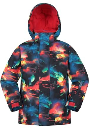 Mountain Warehouse Mogal Printed Kids Waterproof Ski Jacket - Zipped Pockets, Detachable Hood, Snowskirt -Best for Snowboarding, Winter Sports Red 11-12y