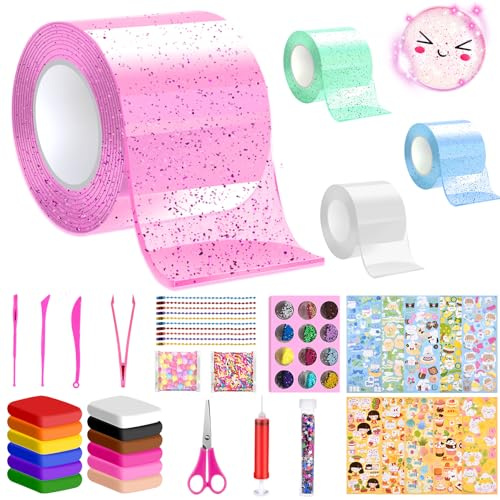 Charmofun 64 Stück Nano Tape Bubbles Set, Blowing Bubble Tape, DIY Nano Tape Craft Kit mit 4 Nano, Magie Bubble Spielzeug für Kinder, Party Favors Geschenke