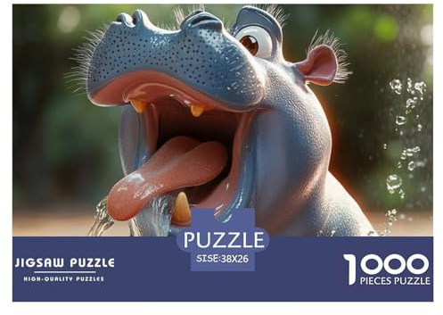 Hippo 1000 Teile Klassische Puzzle Für Erwachsene Und Kinder, Teile Passen Perfekt Zusammen, Geschicklichkeitsspiel, Premium Quality, Stressabbau-Spielzeug 38x26cm/1000pcs