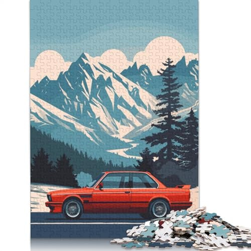 1000-teiliges minimalistisches BMW E30-Quadrat-Puzzle für Erwachsene, Holzpuzzle, Spielzeug, Wanddekoration, 1000 Stück (75 x 50 cm)