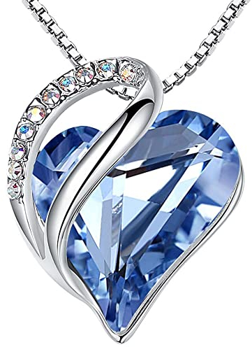 Leafael Infinito Amore Cuore Collana Argento, Pietra di nascita collana donna con cristalli curativi, Senza allergie Gioielli Regalo Donna, ciondoli per collane con scatola regalo inclusa