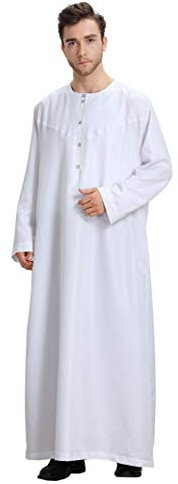 GladThink Herren Muslim Thobe Lange Hülsen und Rundhals Weiß XL