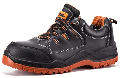 BLACK HAMMER Sicherheitsschuhe Herren S3 SRC leicht Kunststoffkappe und Kevlar Zwischensohle Wasserdicht Arbeitsschuhe knöchelhoch Sicherheitsstiefel Wanderschuhe 9007 (40 EU)