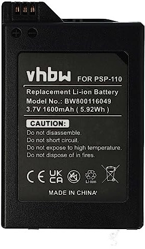 vhbw Batterie Remplacement pour Sony PSP-110, PSP-280G pour Console de Jeux (1600mAh, 3,6V, Li-ION)