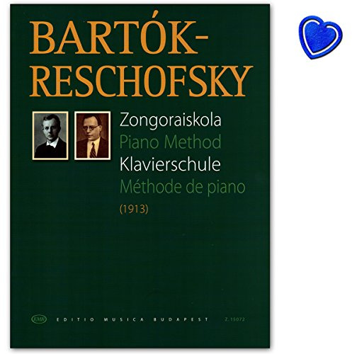 Piano Method - Klavierschule von Béla Bartók - Sprache : Deutsch, Englisch, Französisch - Buch mit mit bunter herzförmiger Notenklammer