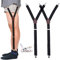 Mens Shirt Stays Military Adjustable Elastic Y-Style Shirt Stay Garter Straps Sock with Non-slip Clamps - Black -