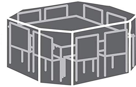Perel Wasserdichte und UV-beständige Schutzhülle für Gartenset 220 x 220 x 95 cm, oktagonale Abdeckung gegen Regen und Schmutz, robuste Allwetter-Gartenmöbelabdeckung, grau