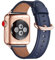 WFEAGL Kompatibel für Apple Watch Armband 44mm 45mm 49mm 42mm,Lederband Ersatzband für Herren Damen Kompatibel iWatch Ultra Series 10/9/8/7/6/5/4/3/2/1,SE(42mm 44mm 45mm, Dunkelblau+Roségold Adapter)