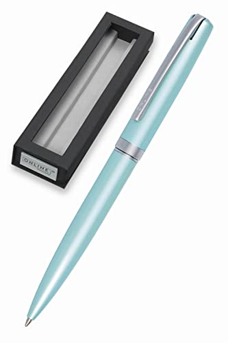 ONLINE Drehkugelschreiber Eleganza I Metall I Farbe Satin Türkis I auswechselbare Großraummine I Metallclip I Schreibfarbe Schwarz I Kugelschreiber inkl. Geschenkverpackung, 1 Stück (1er Pack)