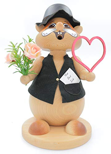 Kuhnert - Original Erzgebirgische Holzkunst Räuchermann Räucherfigur Hamster 27cm - Romantiker