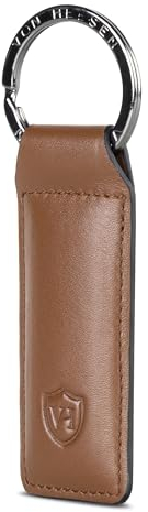 VON HEESEN® Schlüsselanhänger Leder mit Geschenkbox I Schlüssel Organizer Schlüsselband Schlüsselbund Schlüsselhalter I Geschenk für Damen & Herren (Cognac-Braun)