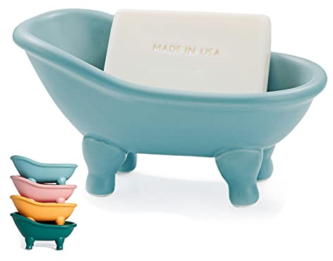 dodococa Keramik-Mini-Klauenfuß-Badewanne, Seifenschale, kleiner Übertopf, Make-up-Organizer, Behälter, Hamster-Badewanne (blau)