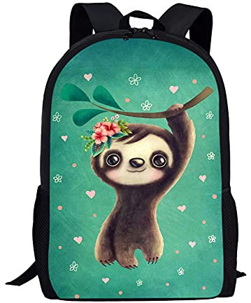 Binienty Schulrucksack für Kinder, Jungen, Mädchen, Teenager, leicht, für Bücher, Laptop, lässiger Tagesrucksack, Baby Faultier, Einheitsgröße