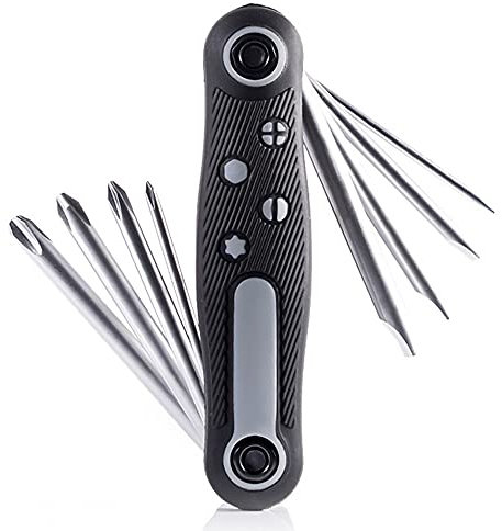 BOROCO 8 in 1 Multifunction Folding Screwdriver Set Portable Phillips Slotted Screw Driver Bits Precision Hand Tools Universal Pocket Portable Bike Maintenance Tool Kit