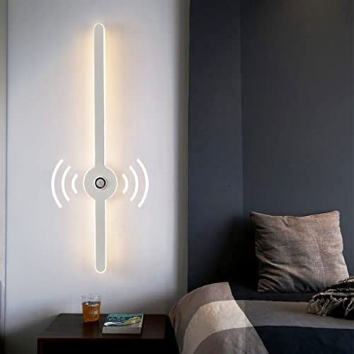 LED Lange Lichtleiste Wandlampe mit Bewegungsmelder 15W 60cm Modern Innen/Aussen Up Down Wandleuchte aus Metall Acryl 3000K Warmes Licht Bettlampe für Schlafzimmer Wohnzimmer Flur Treppenhaus Gang