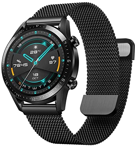 Armband für Huawei Watch GT3 46mm/Huawei Watch GT2 46mm, 22mm Edelstahl Mesh Metall Armband für Huawei Watch GT3 Pro, GT2 Pro, GT Active, Watch 2 Classic, Honor Watch Magic 46mm, Galaxy Watch 3 45mm