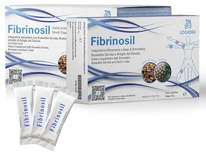 Fibrinosil - Integratore Antinfiammatorio Naturale Dolori Articolari e Muscolari con Artiglio del Diavolo Forte e Bromelina, Miorilassante muscolare – 20 Bustine – Made in Italy Logidex