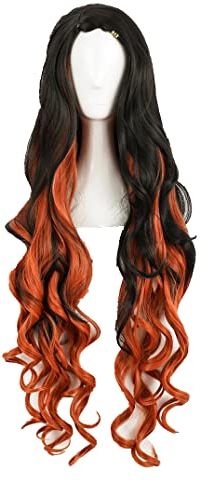 Wig For Kimetsu no Yaiba Kamado Nezuko Cosplay Wigs Heat Resistant Synthetic Hair Wig + Wig Cap+ Bamboo Props Sealing Stick WigOnly