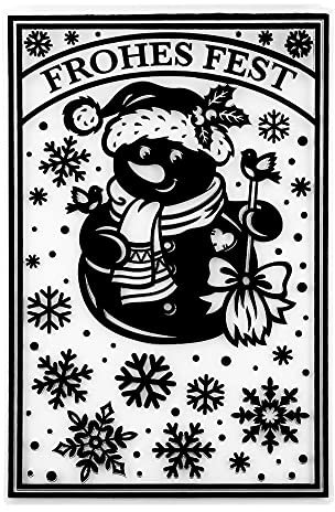 Ideen mit Herz Prägeschablone, Frohes Fest & Schneemann, 14,5cm x 9,5cm