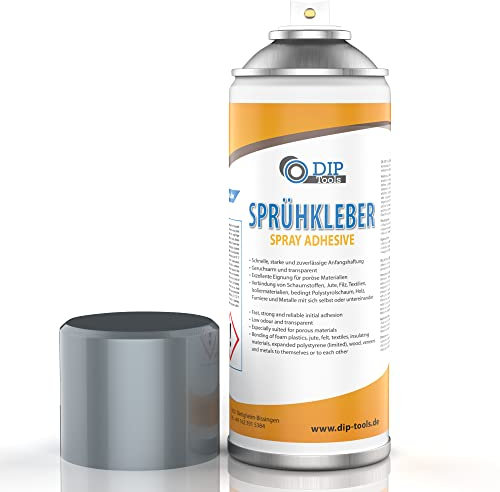 DIP-Tools Sprühkleber extra stark I transparent & geruchsarm - mit einstellbarem Sprühkopf - für Schaumstoff Textil Stoff Leder Filz usw - wasserfest & hitzefest (3x400ml)