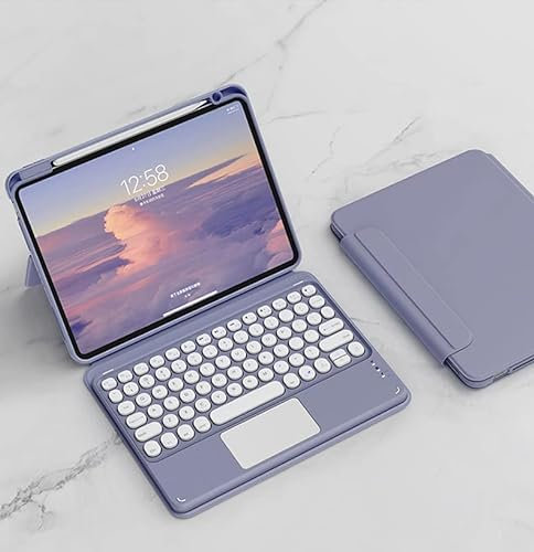 QYiiD Coque Clavier pour iPad Mini 6 8,3 2021, Transparente Magnétique Vertical Cover & AZERTY Clavier Bluetooth sans Fil avec Touchpad pour iPad Mini 6e génération, Violette