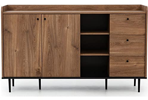 Lomadox Sideboard 150 cm in Eiche Nb. Wohnzimmer Möbel im modernen Vintage Design, B/H/T ca. 150/90/45 cm