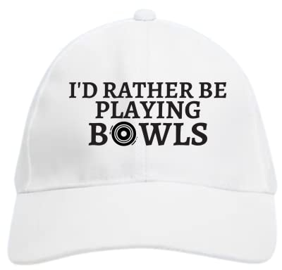 FIDRA Unisex I'd Rather Be Playing Bowls Baseball Cap. Fast UK Post White