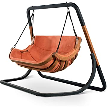 4IQ Outdoor Hängesessel mit Gestell 183x86x17 cm - Hängestuhl Outdoor Wetterfest mit Kissen - Hanging Chair 2 Personen - Hängesitz mit Ständer - Hänge Sessel Garten