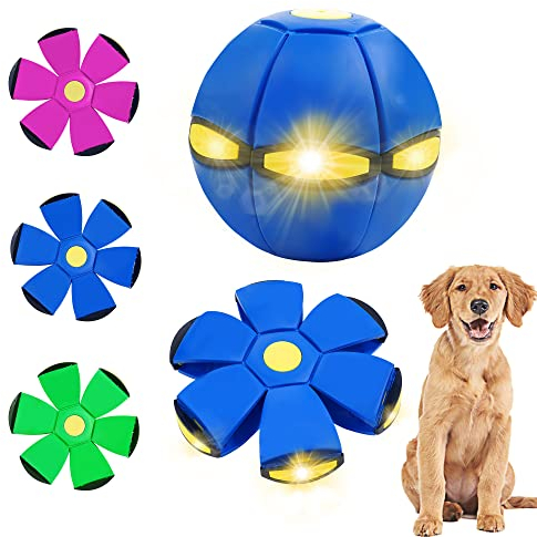 CheerHP Pet Toy Flying Saucer Ball Dog Balls - Light Herding Toy for Rolling Fun (6 Lights)