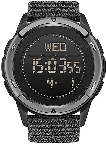 TPWEWRX Herren Outdoor Sport Digitaluhr mit Kohlefasergehäuse LED Hintergrundbeleuchtung 50M Wasserdicht Taktische Uhr Militär Uhren Kompass Smart Military Elektronische Armbanduhr (Black)