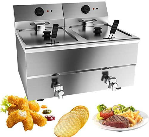Deep Fryer, Chip Electric Pan, Fat Fryer with Removable Basket Professional Heating Element, Air Fryer for Home Commercial Stainless for French Fries Fried Chicken Donuts and More,8L2 Comfortable
