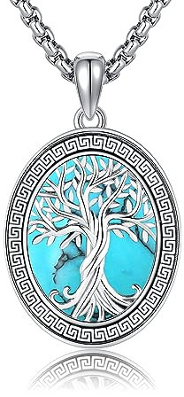 ONEFINITY Tree Of Life Necklace 925 Sterling Silver Tree Of Life Pendant Turquoise Family Tree Of Life Jewellery Gift For Women Men