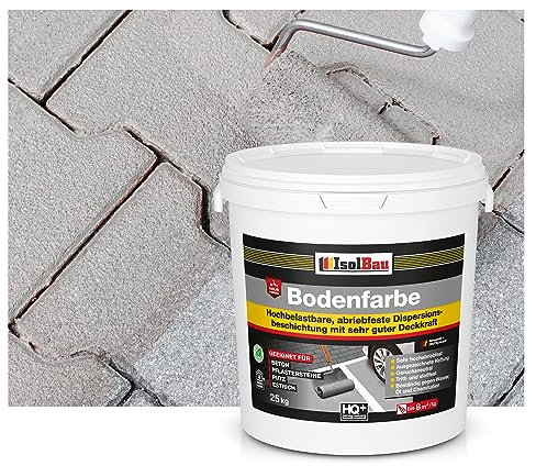 Isolbau Bodenfarbe - 25 kg - Boden- und Betonfarbe für Keller, Garage, Werkstatt - Wasserfeste Bodenbeschichtung für innen & außen - Steingrau (RAL)