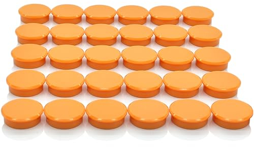 PYJLBX Fridge Magnets - Strong, Small, Cute Round Mini Magnets for Crafts, Whiteboard, Notice Board, Planning Boards, Office, School, Classroom (Orange, 30 Pack)